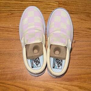 Vans  Checkered Slip-On Sneakers - Pink and Cream